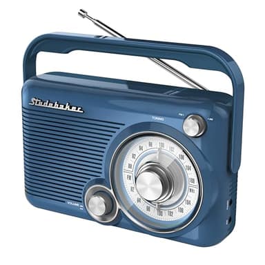 Studebaker SB2002BL Portable AM/FM Radio with Headphone Jack and Aux-in Jack with AC/DC Power (Blue)