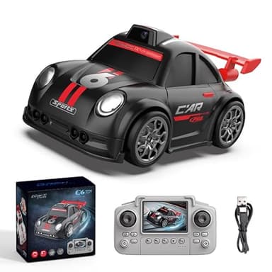 Purryegift RC Cars with Camera, RC Drift Car with Follow, Escape, One-Click Demo Mode, Real-time Video Transmission Allows for Taking Photos, Racing Car Toy for Teens and Adults (Black)