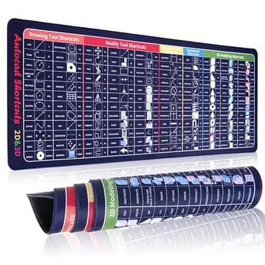 CAD Shortcuts XL Mouse Pad (31.5”×11.8”) – Extended Large Desk Mat with 60+ AutoCAD Commands, Stitched Edges, Non-Slip Base – Productivity Tool for Engineers, Architects, Students & Gamers