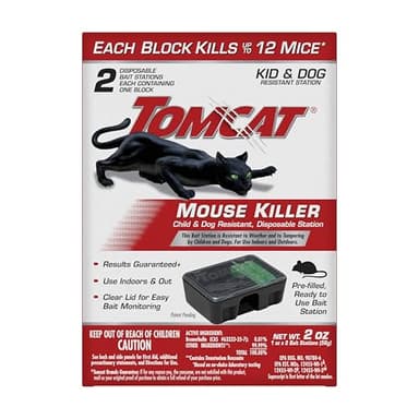 Tomcat Mouse Killer Disposable Station for Indoor/Outdoor Use - Child & Dog Resistant, 2 Stations with 1 Bait Each