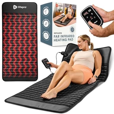 Lifepro Portable Far Infrared Heating Mat - Mat with Far Infrared Heating Pads -Therapy Device for Back, Mood, Energy, and Recovery