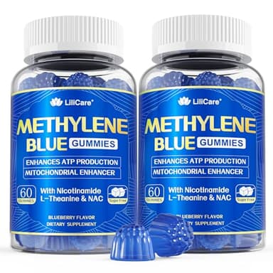 LILICARE Methylene Blue Gummies for Humans, Brain Supplement with NAC, VIT B3 & L-Theanine, Brain & Mitochondrial Support, Enhances Energy, Focus and Cognitive Clarity, Sugar Free, 120 Ct