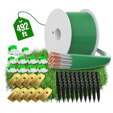 Headley Tools 150m/492ft Universal Lawnmower Boundary Wire Contains 50x Lawn Pegs+10x Wire Connectors+9X Titanium Blades Robotic Lawnmower Wire Compatible with Gardena/Husqvarna/Worx