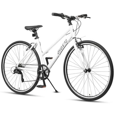 AVASTA Road Bike for Women Female Lightweight Step Through 700C Aluminum Alloy 17 Inch Frame City Commuter Comfort Lady Bicycle, 7-Speed Drivetrain, Color White
