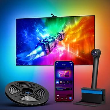 Ailofy Smart LED Backlight with Camera for 55-70 inch Screens, 12.48ft LED Strip Lights Sync to Screen & Music, Color Changing Lights Compatible with Alexa & Google Assistant, App Control