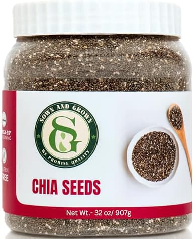 Sown-and-Grown Chia Seeds- 2 lbs, 32Oz | Omega-3, Non-GMO, Keto Friendly, Source of Fiber and Chia Seeds for Weight Management