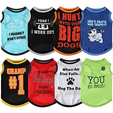 Saintrygo 8 Pieces Dog Shirts Pet Printed Clothes with Funny Letters Summer Pet T Shirts Cool Puppy Breathable Dog Outfit Soft Sweatshirt Cats(Cute Pattern,Large)