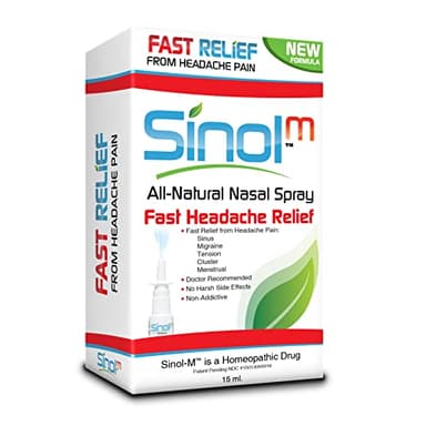 Sinol Headache Relief Spray, Over-The-Counter Medication Nose Spray for Migraine Cluster Tension, Sinus Relief & Nasal Decongestants, 15 ml