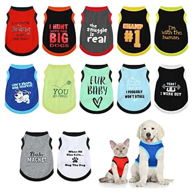 12 Pieces Dog Shirts Pet Printed Clothes with Funny Letters Summer Pet T Shirts Cool Puppy Vest Breathable Dog Outfit Soft Cat Sweatshirt for Chihuahuas Cats Accessories, 12 Styles(Small)