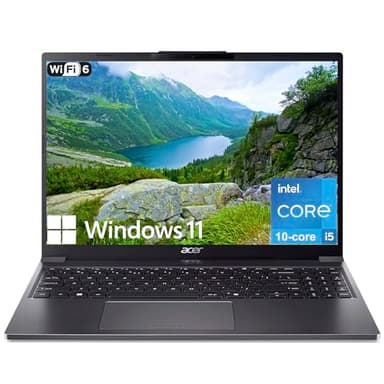 acer Aspire Go 15 Laptop, 15.3" WUXGA(1920 x 1200) IPS Display, 10-core Intel Core i5-1334U Processor, 16GB DDR5, 512GB SSD, Wi-Fi 6, Bluetooth, USB-C, HDMI, Webcam, Windows 11 Home, Gray