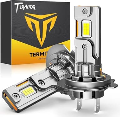 Termitor Latest H7/H7LL Bulbs, 50,000LM 900% Brightness, 6500K White Super Bright, 1:1 Halogen Size, 6500 Cool White H7 Fog Lights, No Adapter Required, Easy Install, Non-Polarity, Pack of 2
