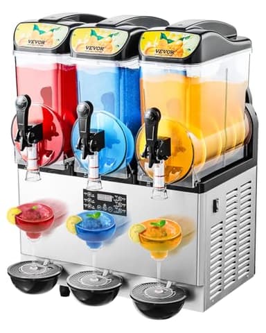 VEVOR Commercial Slushy Machine, 15Lx3 Triple Tank Margarita Machine, 180 Cups Stainless Steel Margarita Smoothie Frozen Drink Machine, Slushie Machine for Party Restaurants Cafe Bars