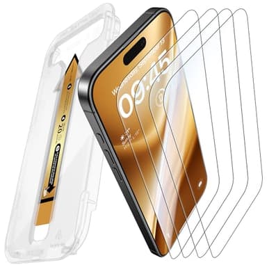 MRGLAS 4-Pack TOP 9H+ Glass for iPhone 16 Pro Screen Protector [Auto Alignment Kit] [10X Military Protection] UNBREAK Tempered Glass Flim for iPhone 16 Pro 6.3 inch Case-Friendly