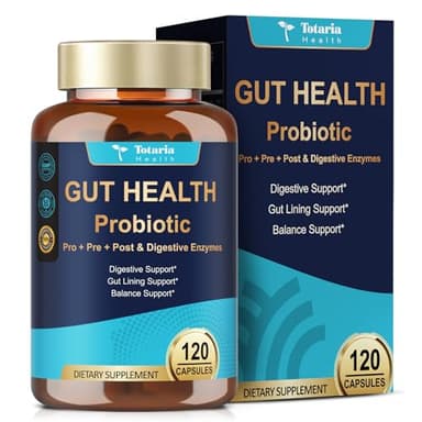14-in-1 Gut Health with Probiotics, Prebiotics, Postbiotics & Digestive Enzymes for Women & Men, 60 Billion CFU Probiotics for Digestion, Strong Immunity, Skin, Complete Gut Health (120 Capsules)