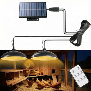 redaica Solar Chicken Coop Light with Timer, 2 Lamps & Remote 3/5/8H Chicken Coop Accessories, 3 Brightness Levels Solar Lights for Chicken Coop, Waterproof Light for Sheds Barns, Stables, Duck Houses