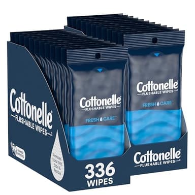 Cottonelle Fresh Care On-The-Go Flushable Wet Wipes, Adult Wet Wipes, 24 On-The-Go Pack, 14 Wipes Per Pack (336 Total Wipes), Packaging May Vary