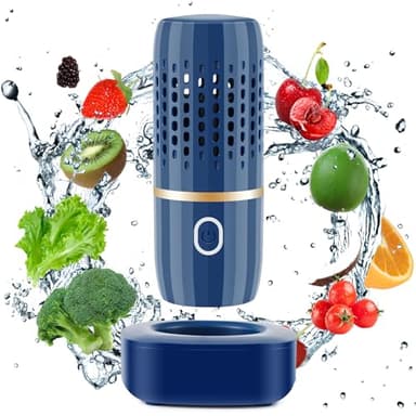Cudinham Fruit and Vegetable Purifier Cleaner Washing Machine Capsule Shape Disinfection OH-ion Purification Technology for Cleaning Veggie Grains Rice Meat Seafood, Blue