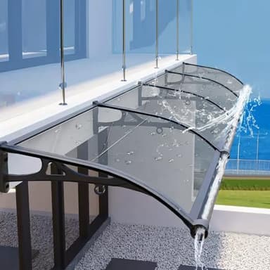 Awning for Door Entrance & Window with Aluminum Bracket - 118" x 39" Crystal Clear Patio & Window Awning | All-Weather UV, Rain & Snow Protection | Easy to Install for Porch, Deck, TerraceCloud Gray