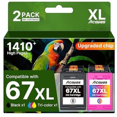 67XL Ink Cartridges for HP Ink 67 Compatible for HP 67 Ink Cartridges Black/Color Combo Pack Work with DeskJet 2827e 4227e 2855e 2842e 2755e 4155e 2755 2852e Envy 6055e 6000 6455e (1 Black, 1 Color)