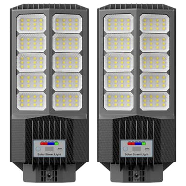 Jadisi Solar Street Light, Dusk-to-Dawn Waterproof LED Solar Street Lights Outdoor with Pole Mount,9000W IP67,7000K, High Lumen Outdoor Lighting for Driveway, Farm, Street & Parking