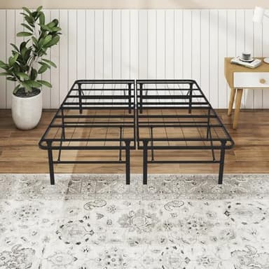 FurniEdge Full Size Folding Bed Frame, Heavy Duty Full Metal Platform with 14" Underbed Storage, Easy Tool-Free Assembly, No Box Spring Needed