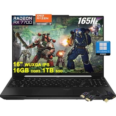 ASUS TUF Gaming A16 Laptop | 16" WUXGA 165Hz 100% sRGB | AMD 8-core Ryzen 7 7735HS | 16GB DDR5 1TB SSD | Radeon RX7700S 8GB (>RTX4060) | Backlit Type-C USB4 Win11Pro w/DLCA Accessory