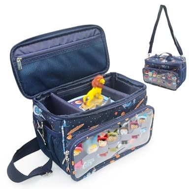 for Tonies Carrying Case, Toniebox 1 2 Case for Tonies Figures,Tonie Characters, Tonies Storage and Organizer with Shoulder Strap,Tonies Box Starter Set,Tonies Headphones,Charging Station Bag (Blue)