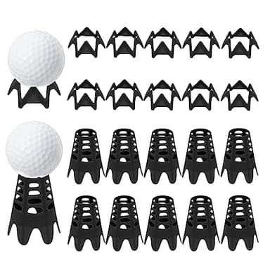 Ruyshu Golf Simulator Tees for Home Indoor Golf Practice Training, Golf Mat Tees for Winter Turf and Driving Range, Pack of 10 Tall & 10 Short (Black)
