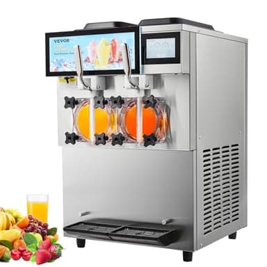 VEVOR Commercial Slushy Machine, 2 x 12L / 3.17 Gal Double Tanks, Cool and Freeze Modes, Stainless Steel Margarita Smoothie Frozen Drink Maker, Slushie Machine for Party Cafes Restaurants Bars Home