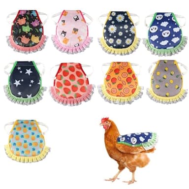 9pcs Chicken Saddle for Hens, Chicken Aprons for Hens Waterproof Printed Hen Saddle Chicken Vest Jacket Clothes for Poultry Back Feather Protection Protector Supplies Fits Small Medium Hen Accessories