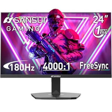SANSUI 24 Inch Gaming Monitor 200Hz 180Hz 1Ms FreeSync HDR 110% sRGB FHD 1080P Computer Monitor HDMI DP Ports Eye Care Frameless VESA Mount Cable Management (ES-G24F4L HDMI Cable Included)