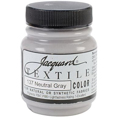Jacquard Textile Color Neutral Grey- Permanent Fabric Paint for Clothes, Furniture Upholstery, Shoes or Tote Bags – Indoor & Outdoor Fabric Paint – 2.25 Oz Jar, Upholstery Fabric Paint