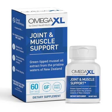 OmegaXL Joint Support Supplement, for Relief - Natural Muscle Support, Green Lipped Mussel Oil, Soft Gel Pills, Drug-Free, 60 Count