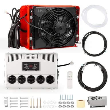 UAHKPA 12V RV air conditioner,split type 9000btu truck air conditioner, suitable for camping vehicles, trucks, RVs, trailers, excavators, vans and other 12V DC AC (12, Volts (DC))