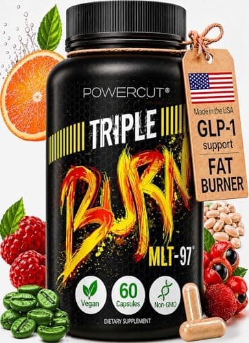 Triple Burn Weight Loss Pills for Women & Men, Fat Burner GLP-1 Support, Appetite Suppressant, Diet Pills with Green Coffee Extract & Cayenne (60 Capsules)