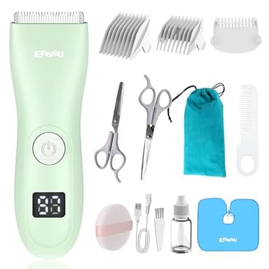 zuxify Baby Hair Clippers, Quiet Professional Hair Clippers for Kids, Hair Cutting Kits with LCD Display, Safe Ceramic Blades, Waterproof Rechargeable Trimmer for Autism Children and Infants