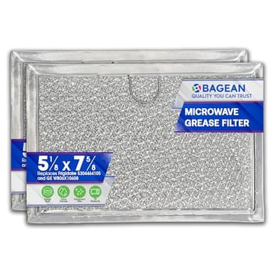 Microwave Filter Replacement 5.12” x 7.64” Fits Frigidaire 5304464105 WB06X10608 GE Microwave Filter - Aluminum Mesh Screen Grease Filter - Filters Air Entering Over the Range Oven Vent Fan (2-Pack)