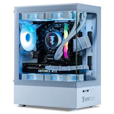 ViprTech Reaper 2.0 Liquid-Cooled PC - AMD Ryzen 7 8700F (5.0Ghz Turbo), RTX 5060 Ti 16GB, 16GB DDR5, 1TB SSD, Gold PSU, VR-Ready, WiFi BT, Win 11, Gaming Desktop Computer, White