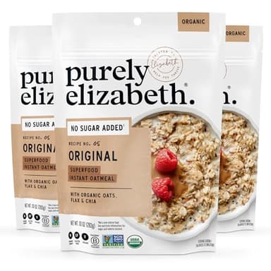 purely elizabeth Superfood Oats, Original, Amaranth, Quinoa Flakes, Flax Seeds, Chia Seeds,Gluten-Free, Non-GMO, 10oz (3 Ct.)