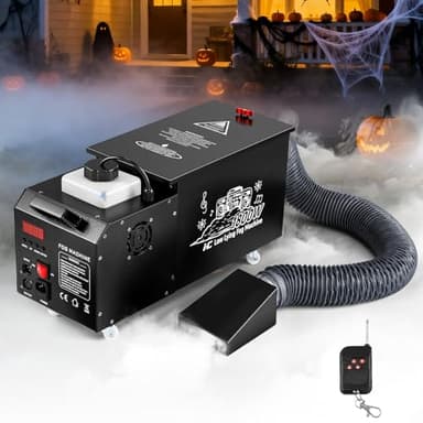 Low Lying Fog Machine, 1800W Water Based Ground Fog Machine with Remote, DMX 512 & Manual Control | High-Output Submersible Fog Machine for Halloween Party, Wedding, DJ Stage, Haunted House Effects