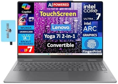 Lenovo Yoga 7i 2-in-1 AI Laptop 16.0" Touchscreen IPS WUXGA Display (Intel Ultra 7-256V, (Beats Ultra 7 155U), 16GB LPDDR5X, 1TB PCIe SSD, Fingerprint, Webcam, Backlit KB, Win 11 Pro) with DKZ Hub