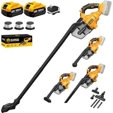 Restick Cordless Vacuum Cleaner with 2x4.0A Battery&Quick Charger | 50kPa 125AW Strong Suction | 3 HEPA Filters | 4-in-1 Nozzle | 65CFM Powerful Brushless Handheld Vaccum for Home, Car, Pet, Shop