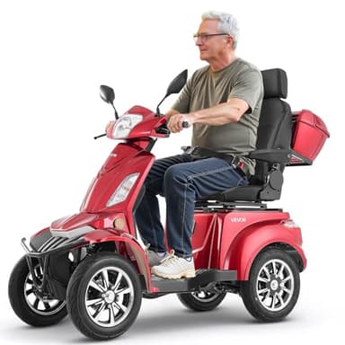 VEVOR Heavy Duty 4-Wheel Mobility Scooter, Powerful 1000W Brushless Motor, 500 lbs Capacity, 21.5 Miles Long Range, All Terrain Mobility Scooter with Lockable Trunk for Seniors & Adults
