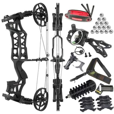ZSHJGJR Compound Bow Dual-use for Arrows and Steel Ball,Hunting Bows,40-70lbs Adjustable,Short-Axis Compound Bow Set for Archery Outdoor Hunting Target Shooting Bow Fishing (Basic Set)