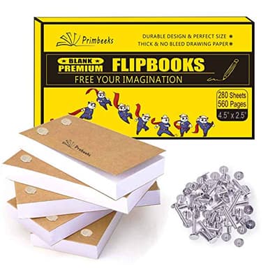 PRIMBEEKS Premium Blank Flip Books Paper with Holes, 280 Sheets (560 Pages) No Bleed Flipbooks - Works with Flipbook Kit Light Pads, 4.5" x 2.5" Flip Book Paper for Drawing, Sketching Supplies