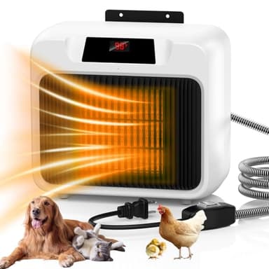 Dog House Heater With Thermostat,Heated Dog House With 6FT Anti Chew Cord and 2 Heating Mode (300/600W), Safe Pet House Heater for Dogs Chicken Coops Rabbits