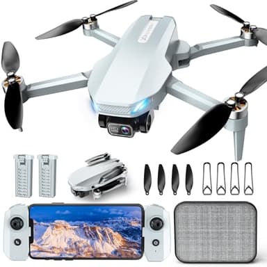 Drone with Camera, 2K HD FPV Drones for Adults, Mini Drone with Gravity Control, One Key Take Off/Land, Waypoint Fly, Gestures Selfie, 3 Speed Modes, RC Drone for Beginners with 2 Batteries