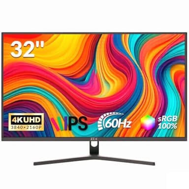 ZZA 32" Monitor | 4K UHD 3840x2160, IPS Panel, 60Hz, Adaptive Sync, 100% sRGB, Back Breathing Light,Blue Light Filter, VESA Mountable 75x75mm
