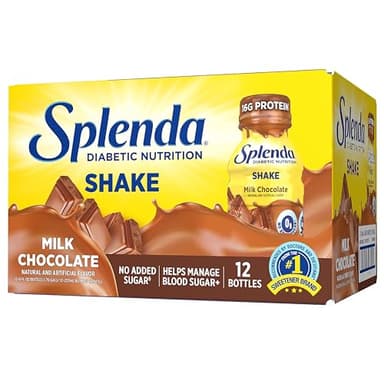 SPLENDA Diabetes Nutrition Shakes - Meal Replacement Shake, 8 Fluid Ounces Per Bottle (Milk Chocolate, 12 Pack)
