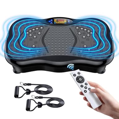 GMCXAX Vibration Plate Exercise Machine, Lymphatic Drainage Machine for Weight Loss, Lymphatic Drainage & Muscle Recovery, Multiple Speeds with Bluetooth & Remote, Max User Weight 330lbs, PureBlack